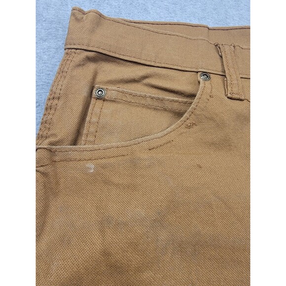 Dickies Carpenter Pants Mens 34x34 (36x33) Brown Canvas Stretch Work Distressed - Picture 5 of 16